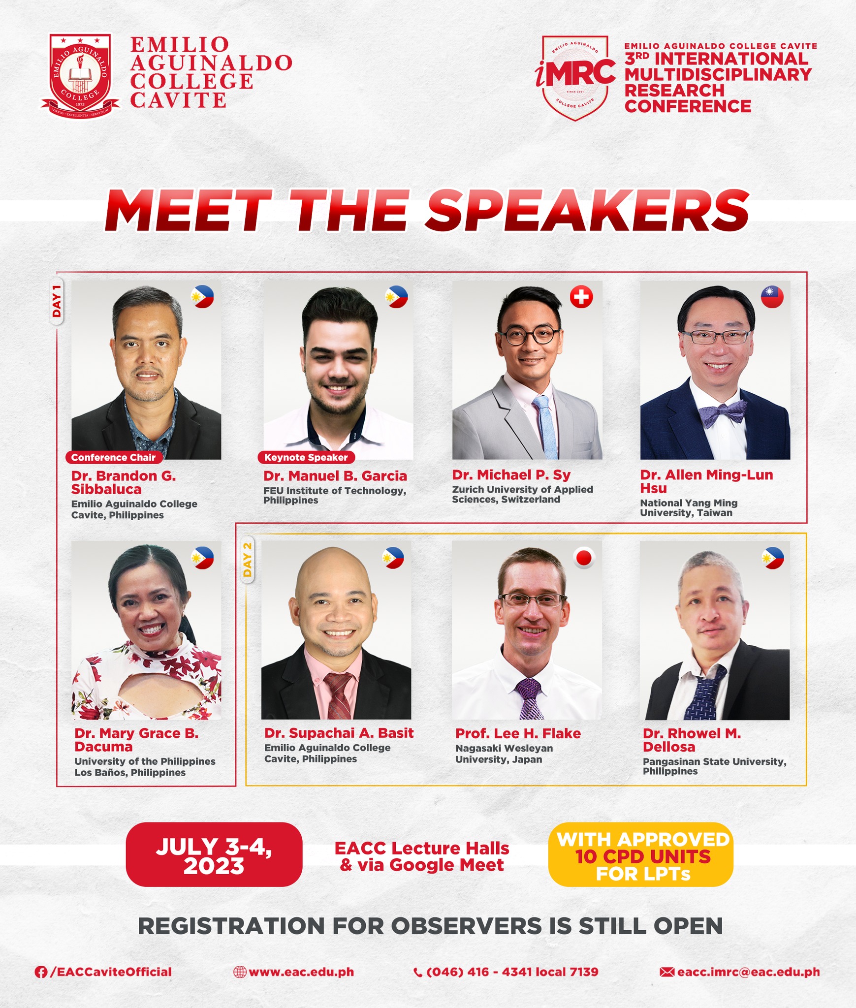Keynote and plenary speakers of EACC-IMRC 2023